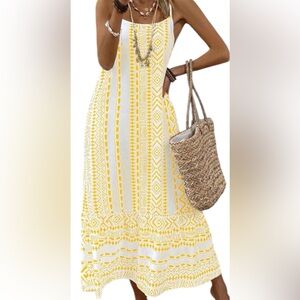 Yellow Geometric Print Dress